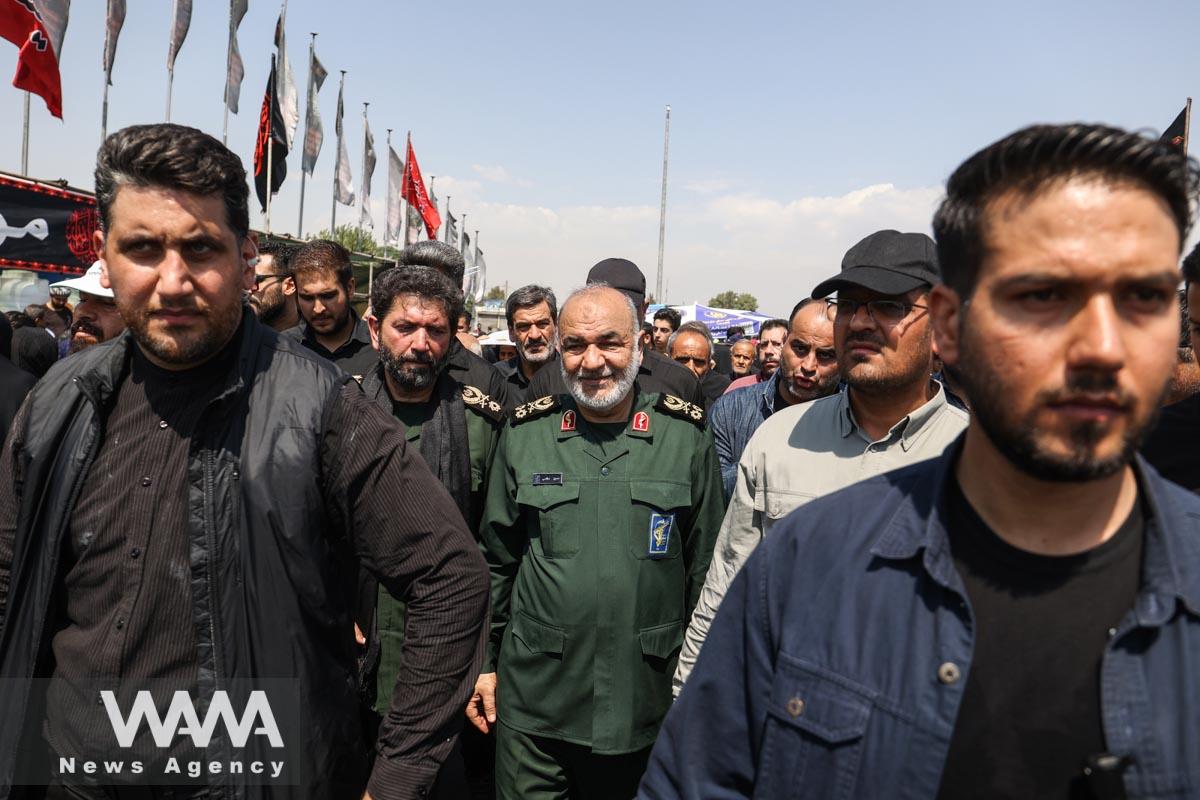 Islamic Revolutionary Guard Corps (IRGC) Commander-in-Chief Major General Hossein Salami participates in a commemoration of Arbaeen in Tehran, Iran September 6, 2023. Majid Asgaripour/WANA (West Asia News Agency)