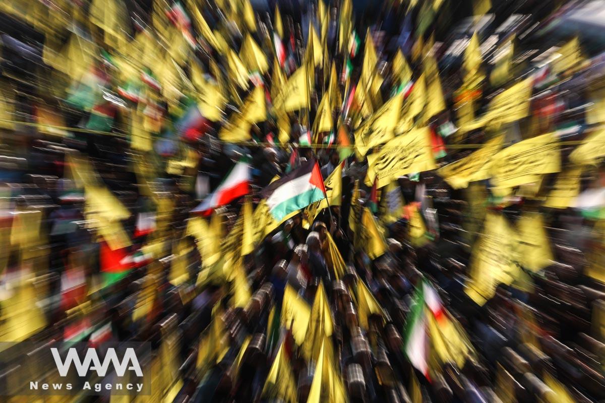 A Palestinian flag is seen during an anti-Israel protest in Tehran/WANA (West Asia News Agency)
