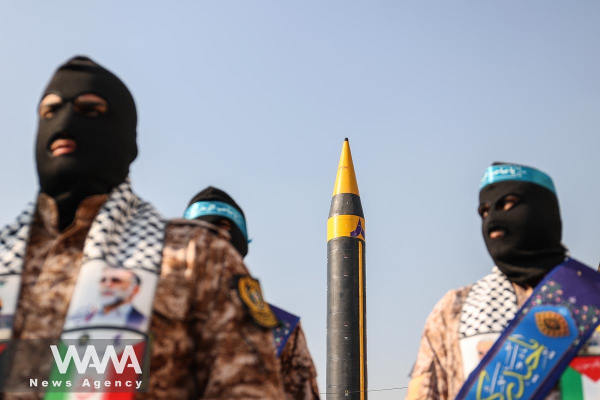 An Iranian missile is seen during an anti-Israel rally in Tehran/ WANA (West Asia News Agency)