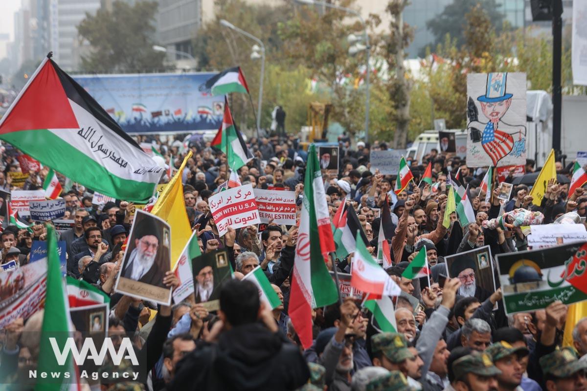 People demonstrate during the 44th anniversary of the U.S. expulsion from Iran/WANA (West Asia News Agency)