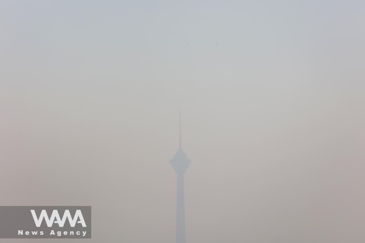 A view of Milad Tower following the increase in air pollution in Tehran