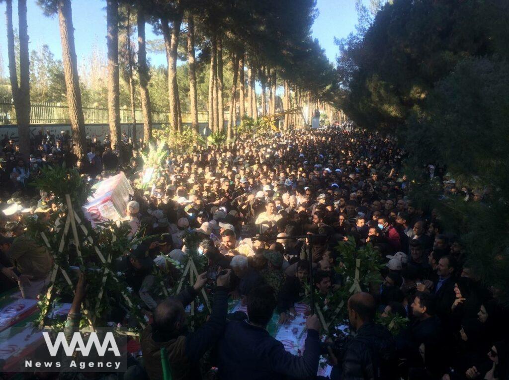 The funeral of the victims of the terrorist attack on the military headquarters in the city of Rask. social media / WANA News Agency