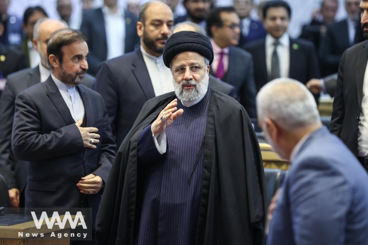 Iranian President Ebrahim Raisi attends the Tehran International Conference on Palestine/WANA (West Asia News Agency)