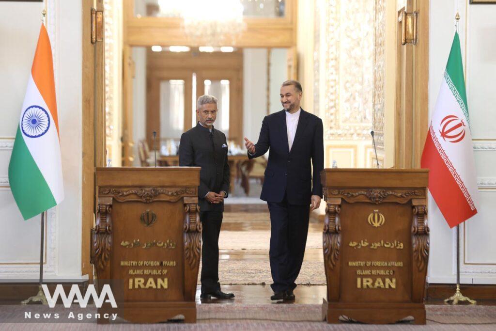Iran's Foreign Minister Hossein Amir-Abdollahian and Indian Foreign Minister Subrahmanyam Jaishankar attend a joint press conference/Iran shipping