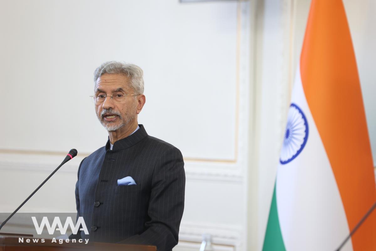 Indian Foreign Minister Subrahmanyam Jaishankar speaks during a joint press conference with Iran's Foreign Minister Hossein Amir-Abdollahian (not pictured)