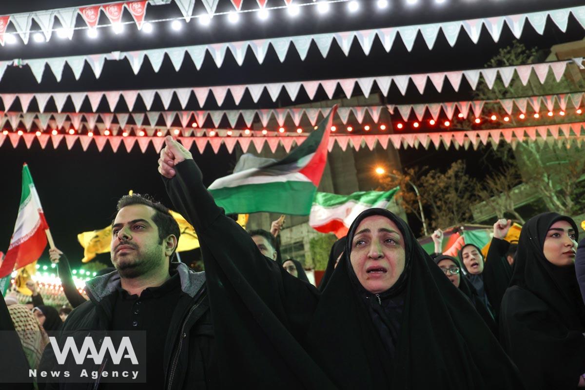 Protesters chant slogans during an anti-Israel protest