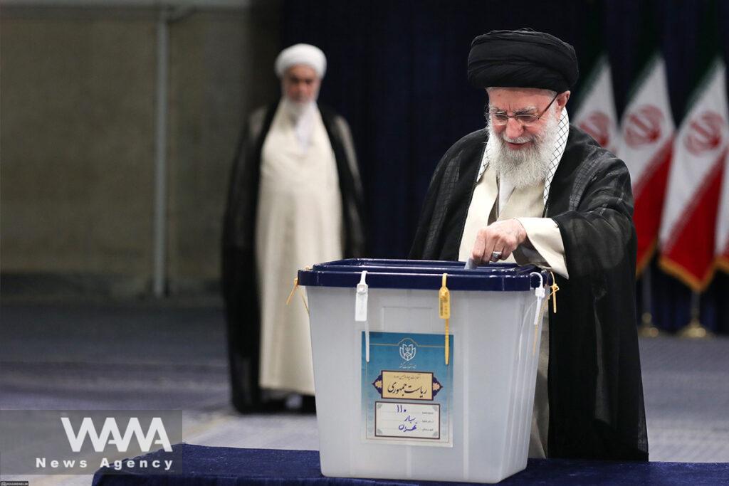 Ayatollah Khamenei, the Leader of the Islamic Revolution, cast his vote in Iran's 14th Presidential elections, June 28, 2024. Leader office / WANA News Agency