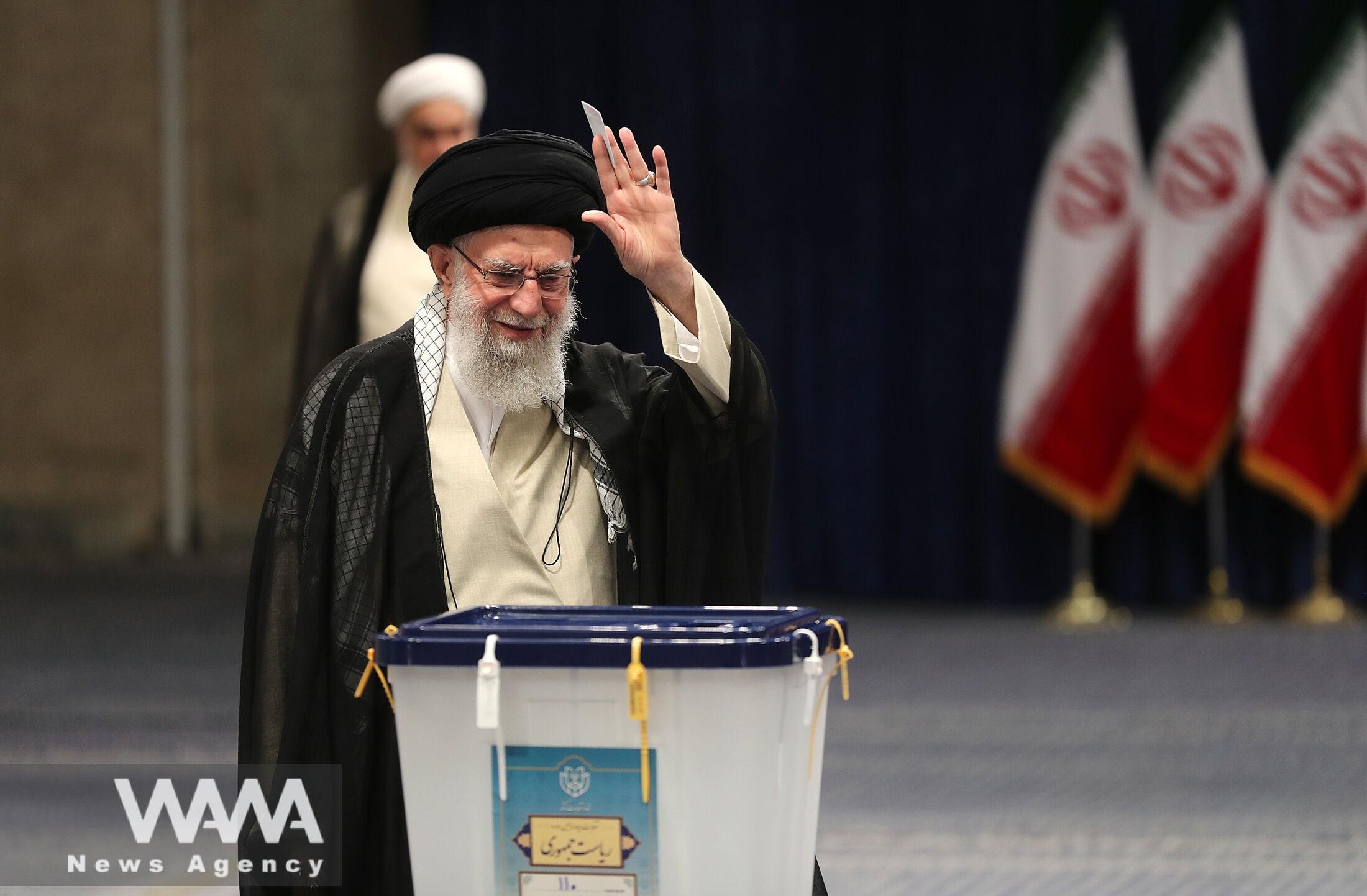 Ayatollah Khamenei, the Leader of the Islamic Revolution, cast his vote in Iran's 14th Presidential elections, June 28, 2024. Leader office / WANA News Agency