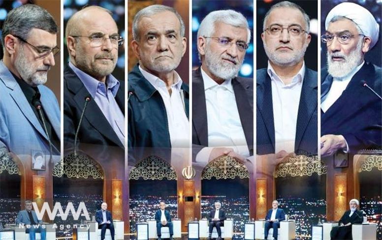 WANA - Presidential candidates ​attend an election debate at a television studio in Tehran, Iran, June 20, 2024.