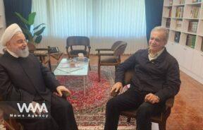 The meeting of Masoud Pezeshkian, the reformist candidate in the presidential elections, with Hassan Rouhani, the former president / Social Media / WANA News Agency