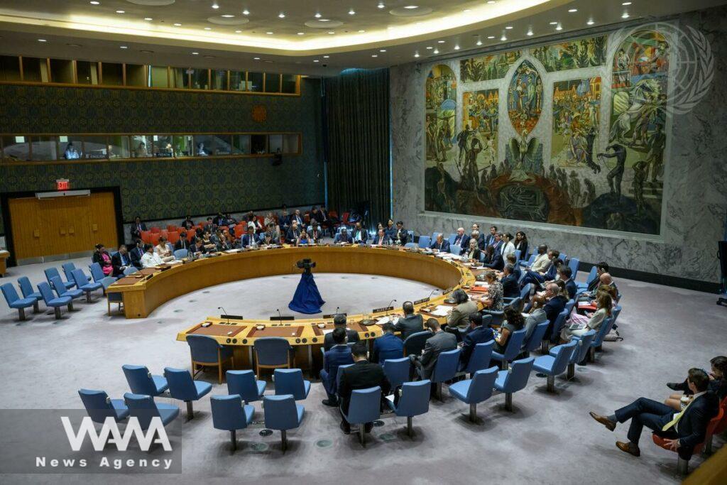 A wide view of the Security Council meeting on maintenance of international peace and security, on the theme "Multilateral cooperation in the interest of a more just, democratic and sustainable world order".