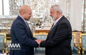 Mohammad Bagher Qalibaf, the Speaker of the Islamic Consultative Assembly meeting with Ismail Haniyeh in Tehran. 30 July 2024 . Majalis PR/ WANA News Agency