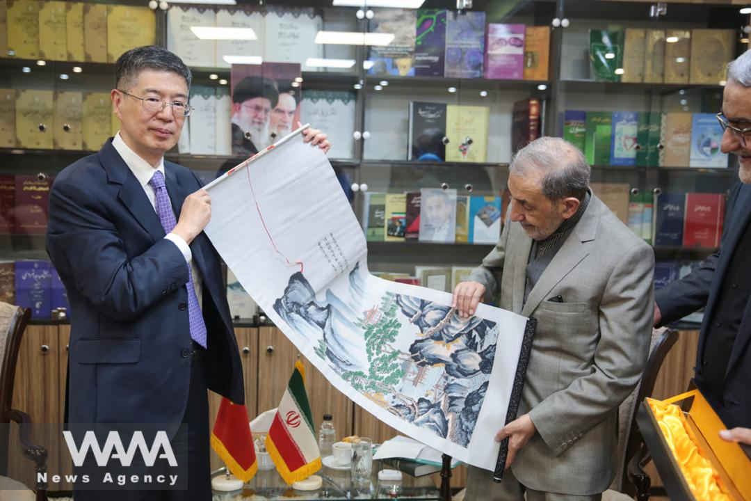 WANA - The Advisor to the Supreme Leader on International Affairs, Ali Akbar Velayati, metting with the new Chinese ambassador to Iran, Kong Peiwu