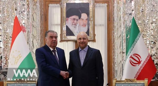 WANA - Meeting of the President of Tajikistan with Mohammad Bagher Ghalibaf, the Speaker of the Islamic Consultative Assembly, in Baharestan 