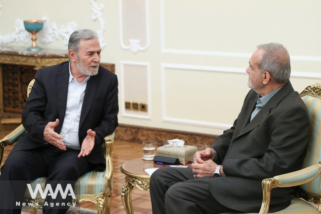 WANA - Masoud Pezeshkian meeting with Ziad al-Nakhalah 