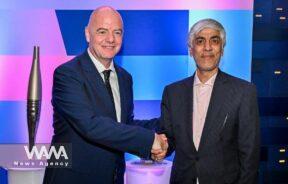 Kioumars Hashemi, The Minister of Sports and Youth of Iran metting with FIFA President Gianni Infantino at Parc des Princes Stadium in Paris. 10 August 2024. Social Media / WANA News Agency