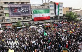 Iranians attend the funeral procession of assassinated Hamas chief, Ismail Haniyeh in Tehran