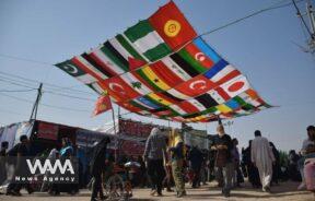 Arbaeen walk and flags of diffrent countries