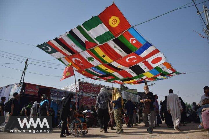 Arbaeen walk and flags of diffrent countries