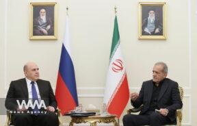 Masoud Pezeshkian meeting with Russian Prime Minister Mikhail Mishustin