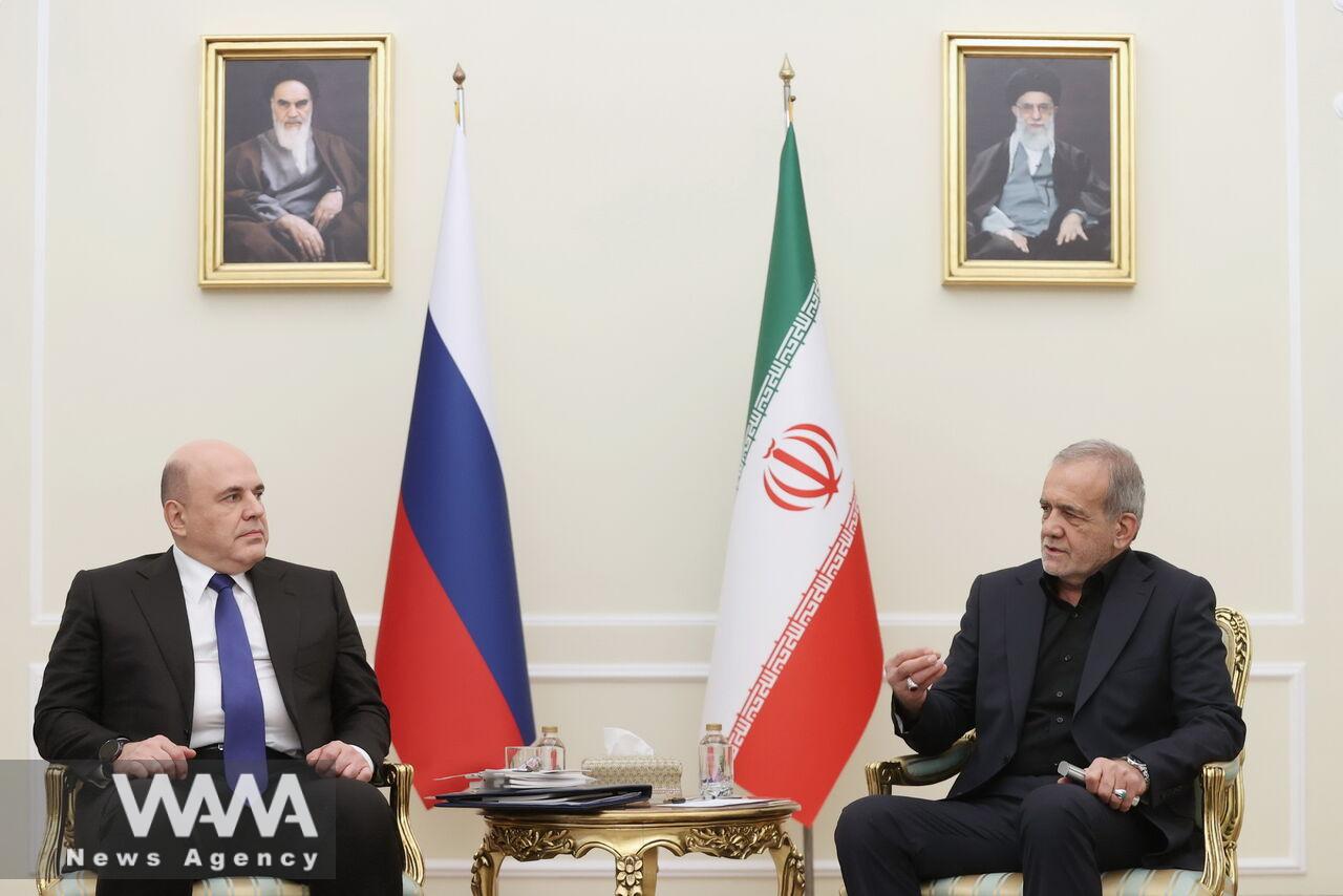 Masoud Pezeshkian meeting with Russian Prime Minister Mikhail Mishustin