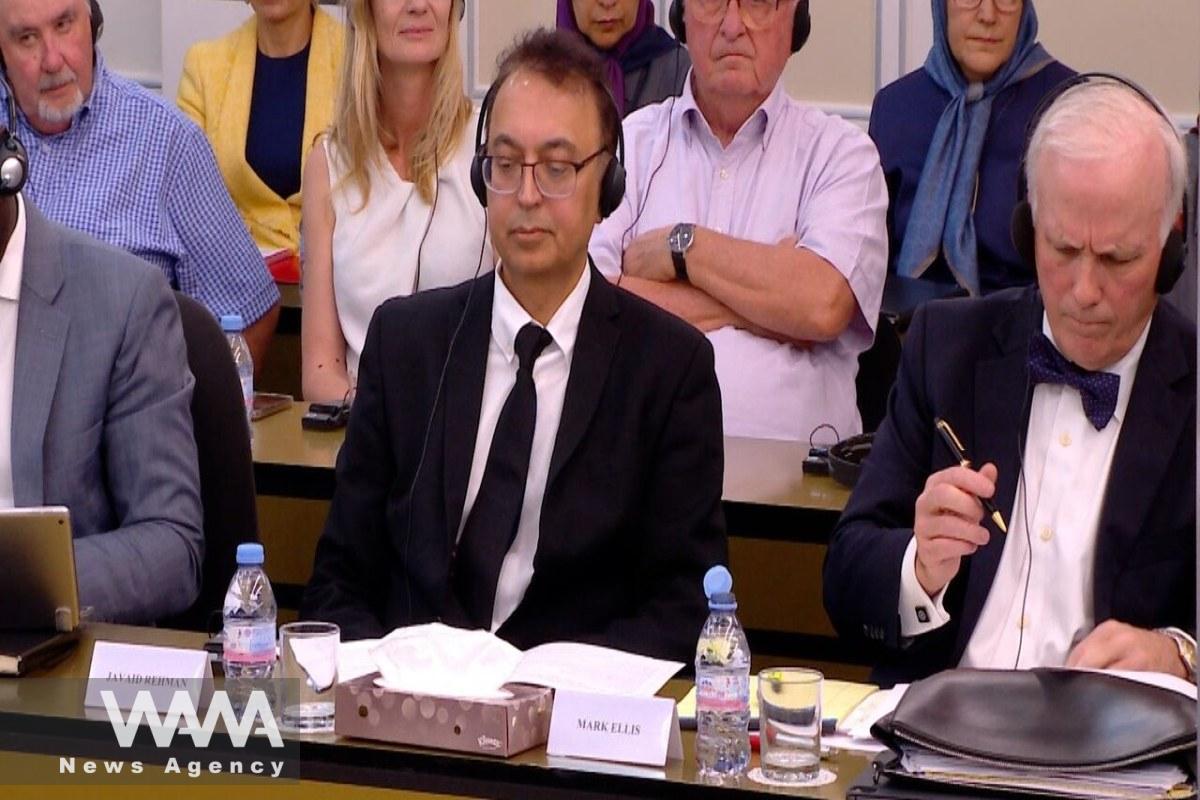 Javaid Rehman, the former UN Special Rapporteur on Human Rights in Iran participating in a meeting of the Mujahedin-e-Khalq (MEK), a terrorist group. Social Media/ WANA News Agency