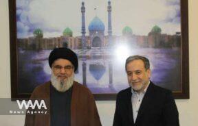 Seyed Hasan Nasrollah the Lebanese secretary-general of Hezbollah (L) and Seyed Abas Araghchi Iran's foreign minister (IR) . Social Media / WANA News Agency