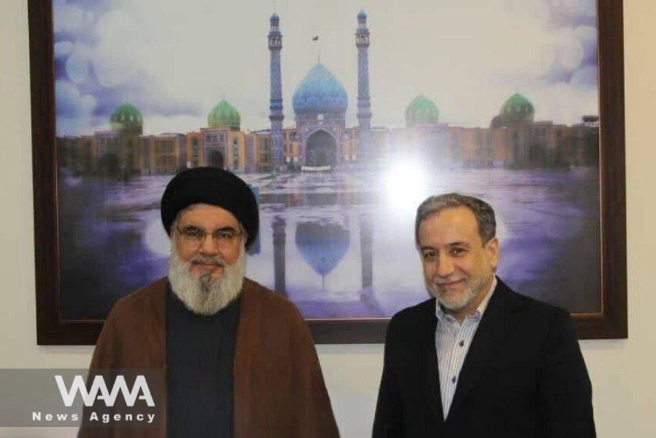 Seyed Hasan Nasrollah the Lebanese secretary-general of Hezbollah (L) and Seyed Abas Araghchi Iran's foreign minister (IR) . Social Media / WANA News Agency