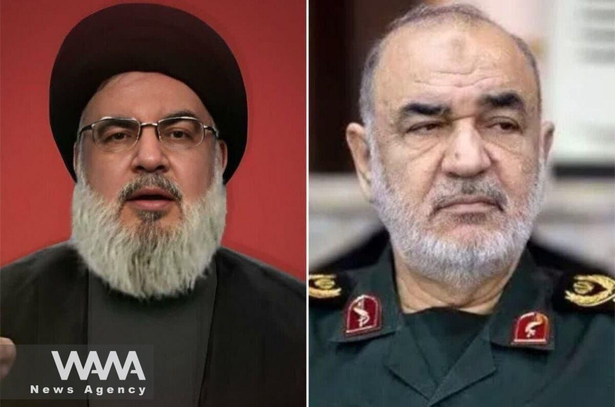 Seyed Hasan Nasrollah the Lebanese secretary-general of Hezbollah (L) and Gen Salami - IRGC (R). Social Media / WANA News Agency