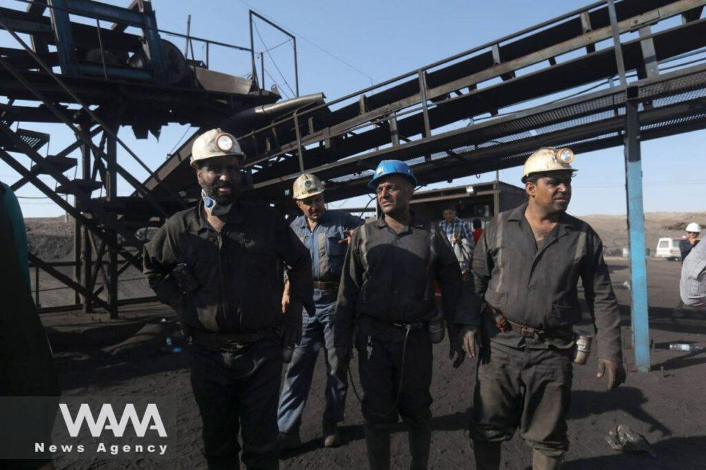 Miners gather outside after a gas explosion in a coal mine in South Khorasan Province, Iran September 22, 2024. Mohsen Noferesti/IRNA/WANA (West Asia News Agency)