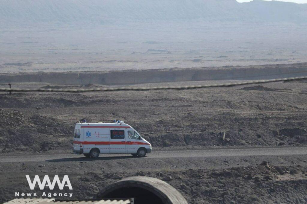 An ambulance is seen after a gas explosion in a coal mine in South Khorasan Province, Iran September 22, 2024. Mohsen Noferesti/IRNA/WANA (West Asia News Agency)