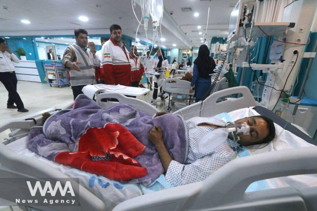 One of the injured is treated in hospital, following a gas explosion in a coal mine in South Khorasan Province, Iran September 22, 2024. Mohsen Noferesti/IRNA/WANA (West Asia News Agency)