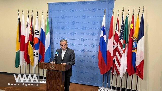 Araqchi responded to journalists’ questions. While at the press area near the United Nations Security Council