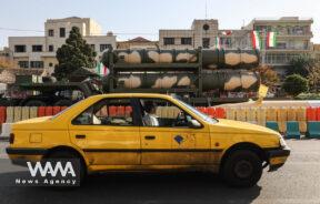 The S-300 missile system is displayed to showcase Iran's authority during the Iranian defence week, in a street