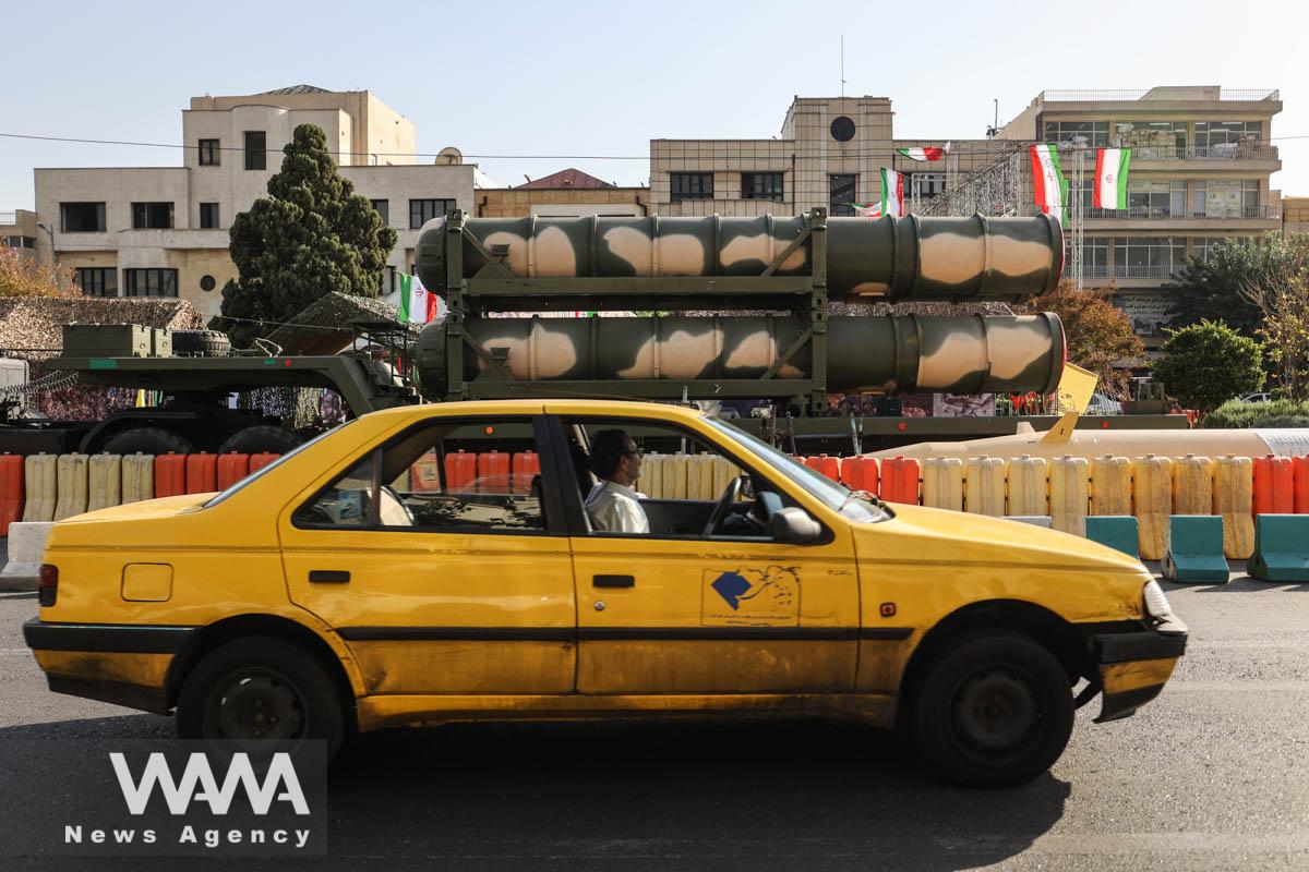 The S-300 missile system is displayed to showcase Iran's authority during the Iranian defence week, in a street