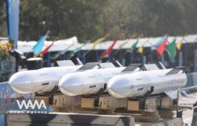 Iranian missiles are seen during the annual military parade