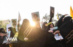 People gather to mourn following the death of Lebanon's Hezbollah leader Sayyed Hassan Nasrallah