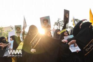 People gather to mourn following the death of Lebanon's Hezbollah leader Sayyed Hassan Nasrallah