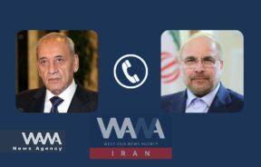 Mohammad Bagher Ghalibaf The Speaker of the Iranian Parliament phone call with Nabih Berri, Speaker of the Lebanese Parliament