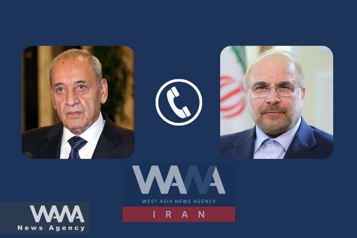 Mohammad Bagher Ghalibaf The Speaker of the Iranian Parliament phone call with Nabih Berri, Speaker of the Lebanese Parliament