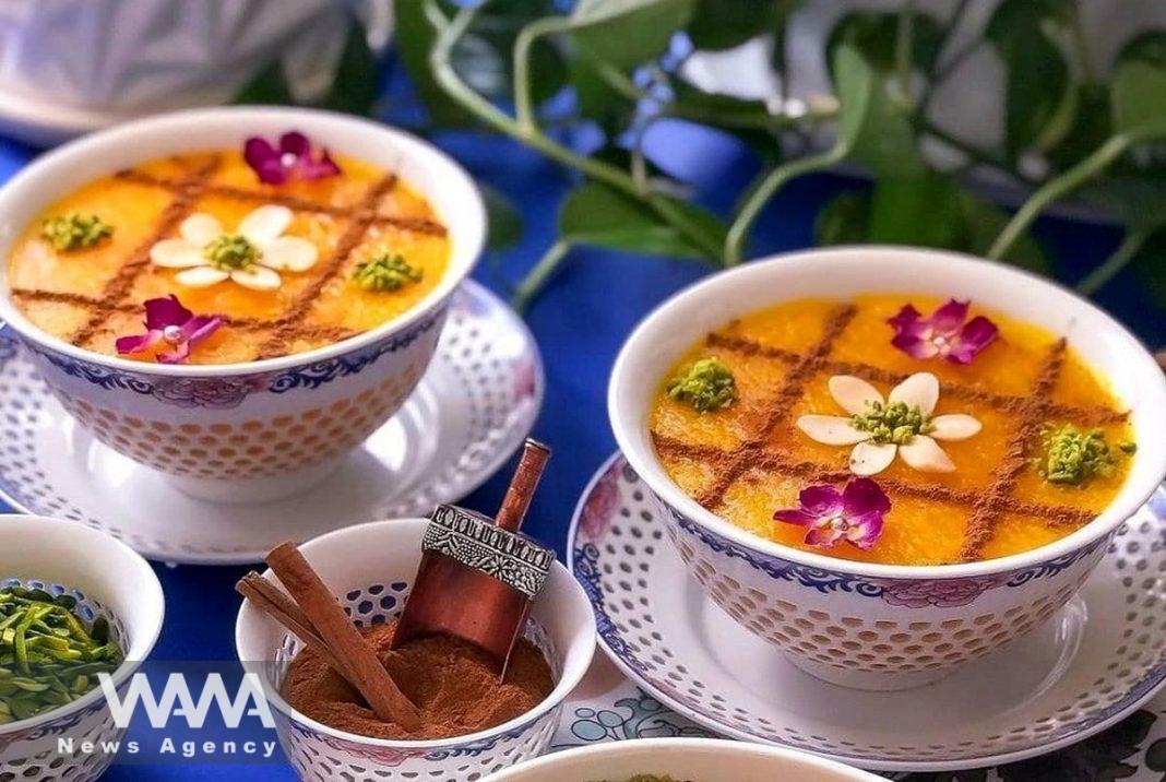 Sholeh Zard, Iranian dessert, made from rice, sugar, saffron, and rose water. Social Media / WANA News Agency