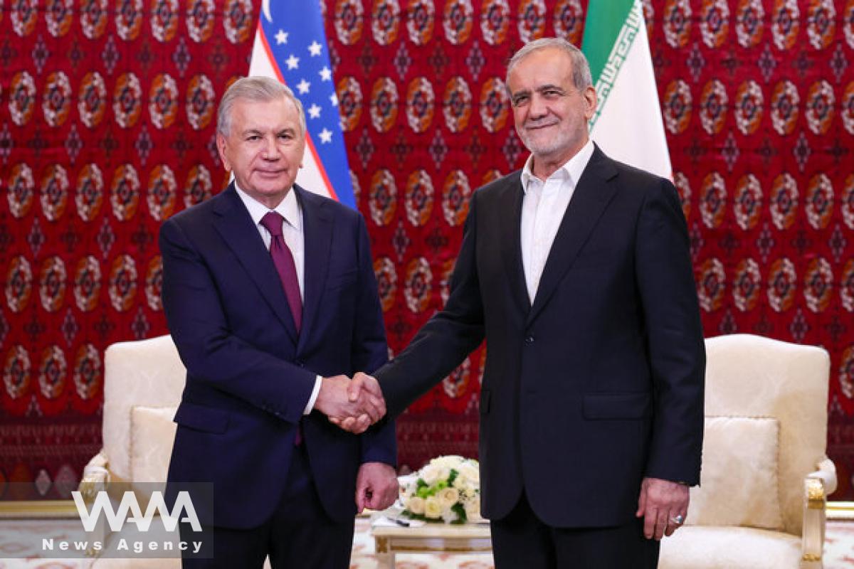 Pezeshkian meeting with Shavkat Mirziyoyev, the President of Uzbekistan. Oct 2024. Social Media / WANA News Agency 