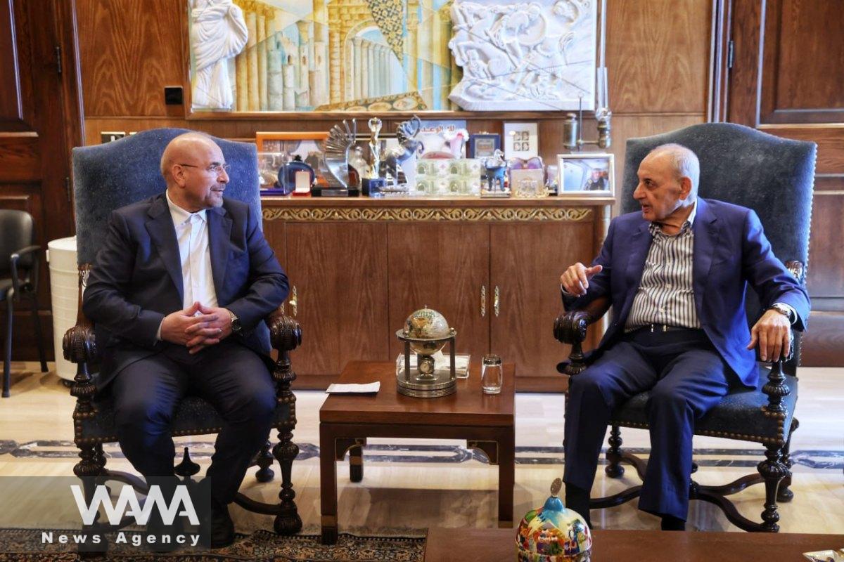  Ghalibaf's meeting with Nabih Berri, Speaker of the Lebanese Parliament. 12 Oct 2024. Social Media / WANA News Agency 