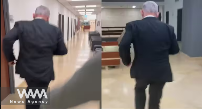 Netanyahu runing for shelter following the IRGC missile attack on Israel. October 1, 2024 / WANA News Agency