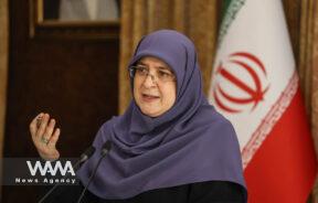 Spokesperson of Iran's Government, Fatemeh Mohajerani, speaks during a press conference