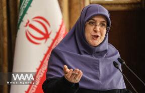 Spokesperson of Iran's Government, Fatemeh Mohajerani, speaks during a press conference