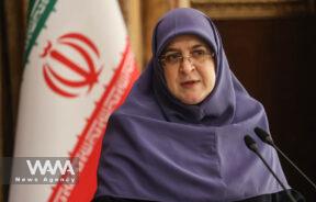 Spokesperson of Iran's Government, Fatemeh Mohajerani, speaks during a press conference