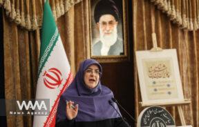 Spokesperson of Iran's Government, Fatemeh Mohajerani, speaks during a press conference