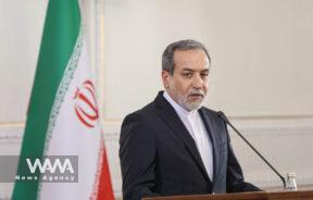 Iran's Foreign Minister Abbas Araghchi speaks during a joint press conference with Syrian Foreign Minister Bassam al-Sabbagh (not pictured) in Tehran