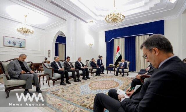 Iraqi President Abdul Latif Rashid meeting Iranian Foreign Minister Seyyed Abbas Araqchi in Baghdad